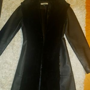 Bebe leather coat with fur